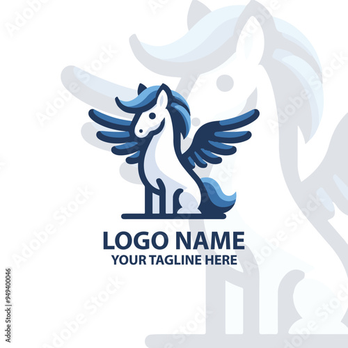 Minimalist Flat design pegasus logo