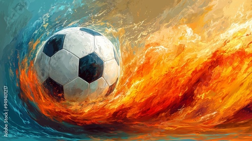 A Fiery Motion of a Soccer Ball Creating Dynamic Energy