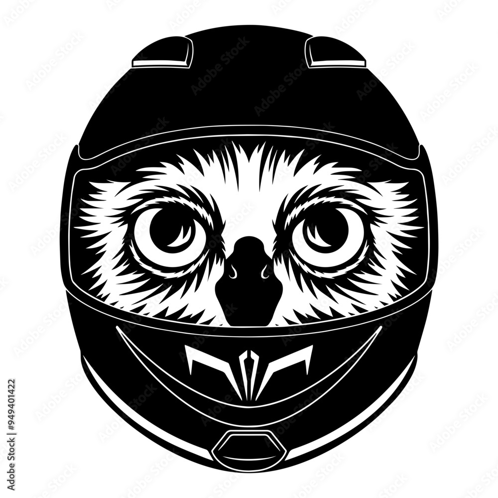 Fototapeta premium Owl In Motorcycle Helmet