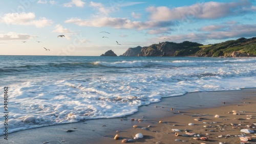 Tranquil Seascape with Sandy Beach