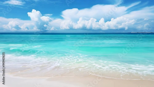 Tropical beach showing calm waves gently crashing