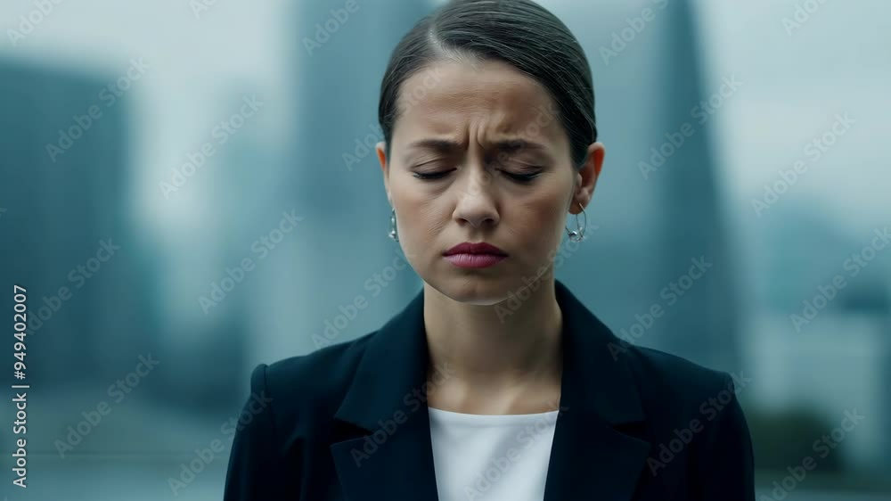 Businesswoman experiencing sadness in urban environment Businesswoman experiencing sadness in urban environment
