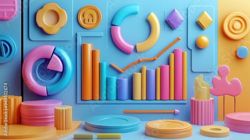 Advanced Marketing Analysis Concept with Creative 3D Visuals and Detailed Data Illustration