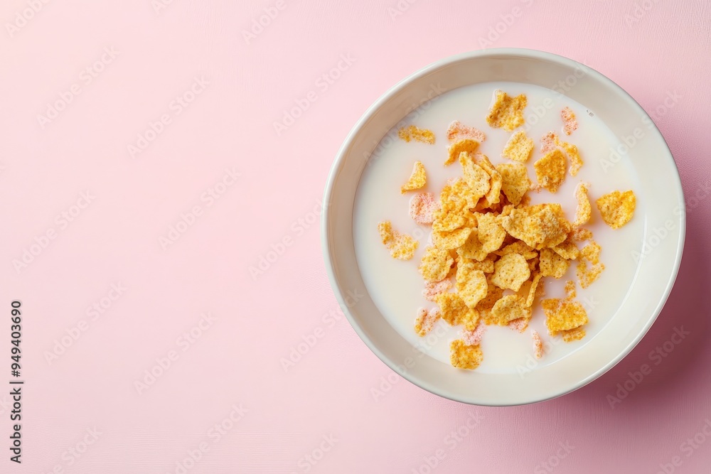 Cereal in a Bowl on a Pink Background. Cereal in a Bowl on a Pink Background.