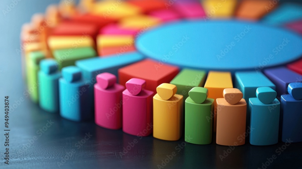 Insightful Customer Data Analysis with Pie Charts and Customer Icons, 3D Illustration Insightful Customer Data Analysis with Pie Charts and Customer Icons, 3D Illustration