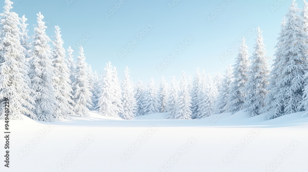 Snowy Forest Landscape with Blue Sky Background Snowy Forest Landscape with Blue Sky Background