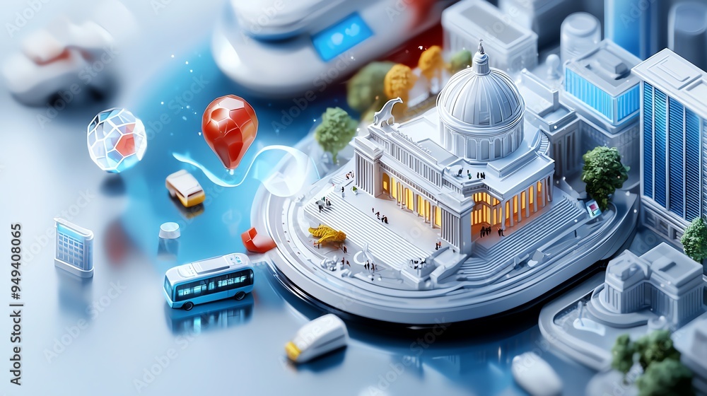 Miniature cityscape with futuristic technology elements. Miniature cityscape with futuristic technology elements.