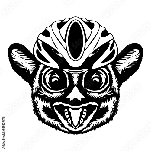 Tarsier In Bike Helmet