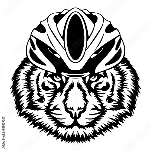 Tiger In Bike Helmet