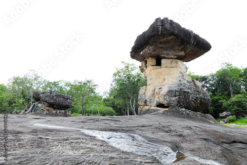 Phu Phrabat Historical Park It represents human civilization. and changes in topographic conditions which has a sandstone structure that has been eroded to form small and large rocks of various shapes photo