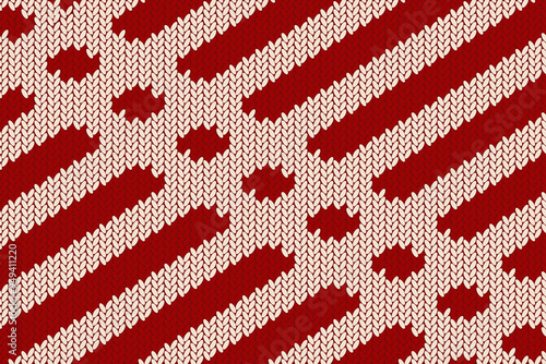 Knitted fabric texture vector with rhombus ornament on red background