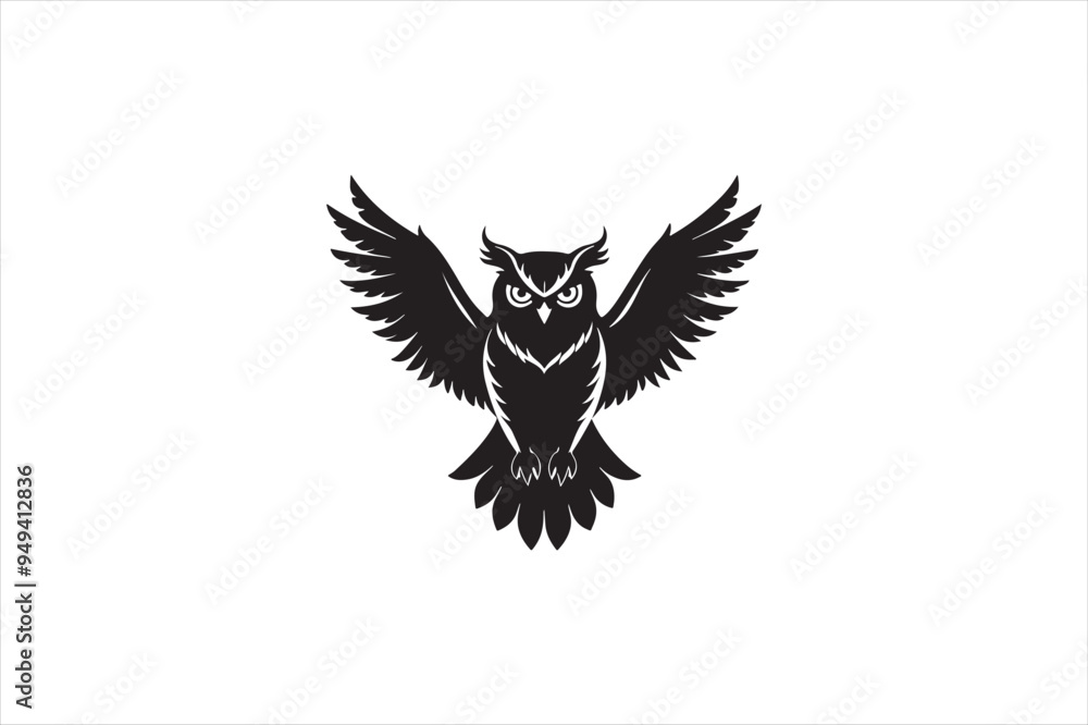 Obraz premium Horned Owl silhouette vector illustration