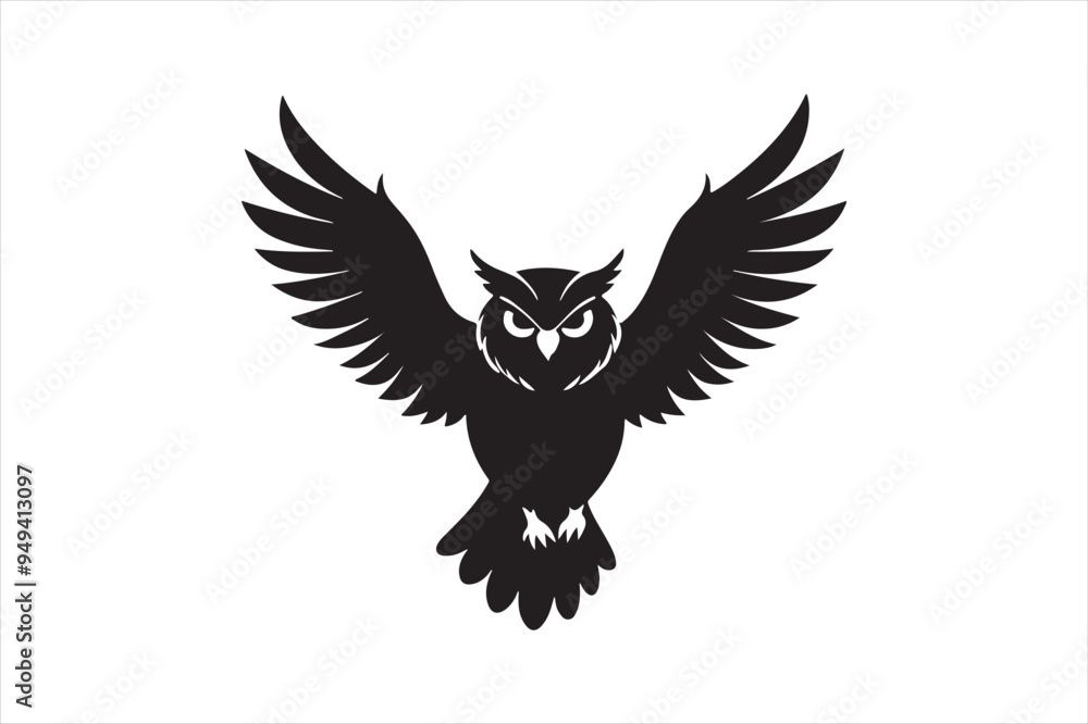 Obraz premium Horned Owl silhouette vector illustration