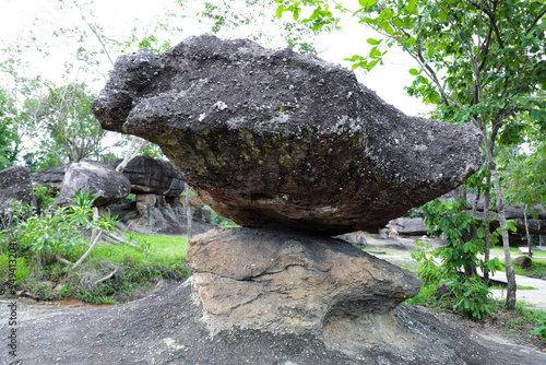 Phu Phrabat Historical Park It represents human civilization. and changes in topographic conditions which has a sandstone structure that has been eroded to form small and large rocks of various shapes photo