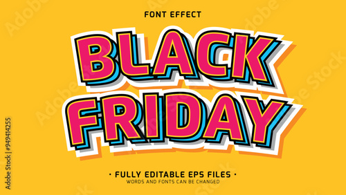 minimalists sticker style vector text effect with black friday word font effect