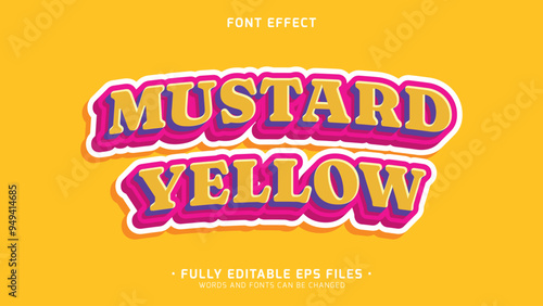 3d minimalists style vector text effect with yellow mustard word food and drink font effect