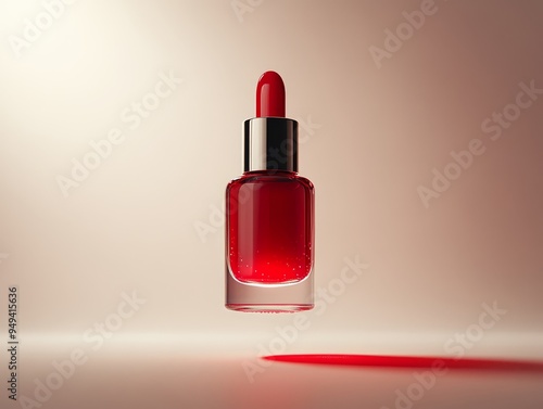 A single nail polish bottle floating with the brus  376 nail, beauty, polish, lipstick, cosmetics, red, make-up, bottle, fashion, cosmetic, makeup, manicure, color, nail polish, pink, glamour, accesso photo