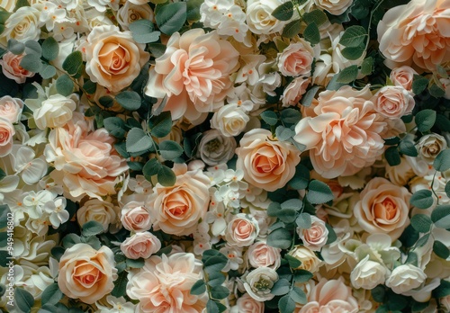 A Lush Bouquet of Peach and White Flowers