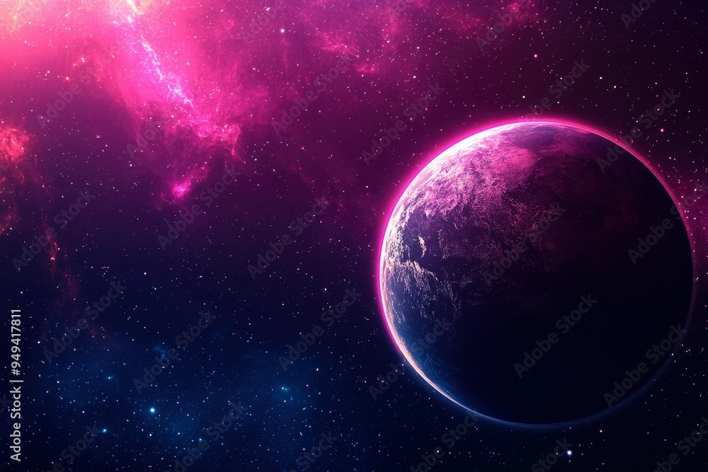 A Planet in a Cosmic Dance of Pink and Blue A Planet in a Cosmic Dance of Pink and Blue