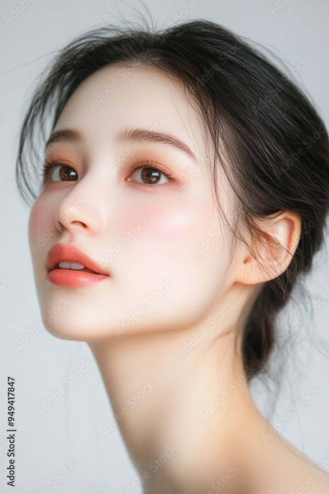 Young and beautiful model present skin care and beauty cosmetic product Young and beautiful model present skin care and beauty cosmetic product