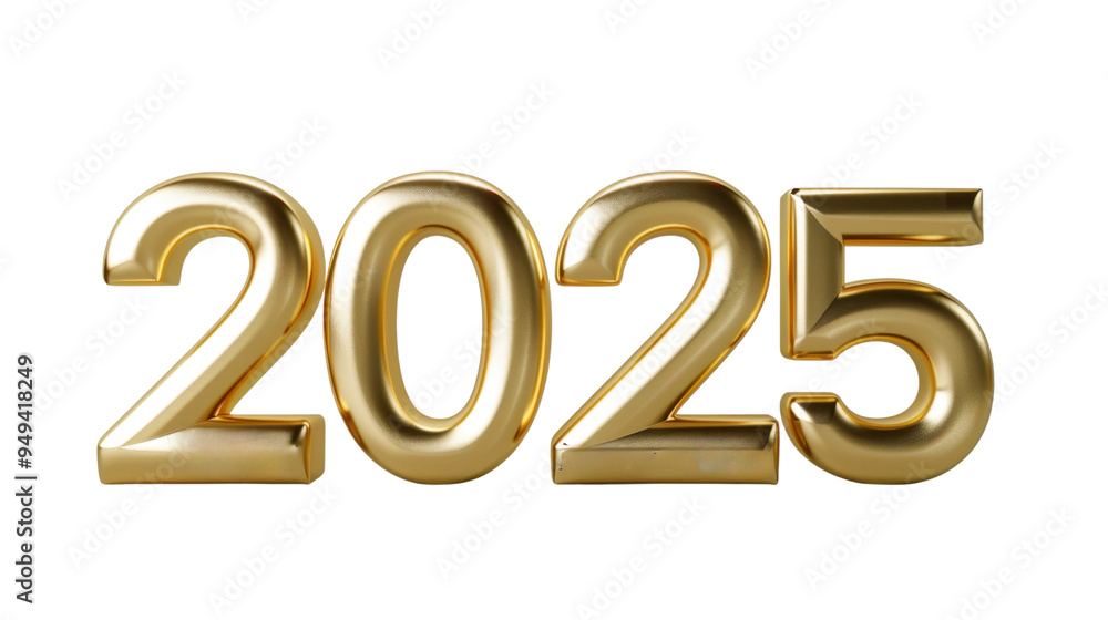 2025 Happy New Year 3d number gold isolated on white background 2025 Happy New Year 3d number gold isolated on white background
