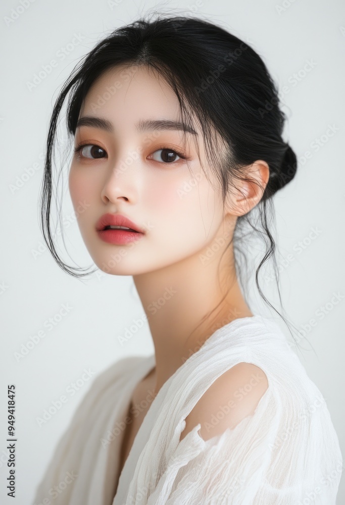 Young and beautiful model present skin care and beauty cosmetic product Young and beautiful model present skin care and beauty cosmetic product
