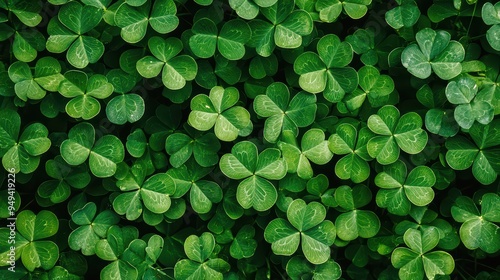 Green Clover Field. A field of fresh green clover leaves.