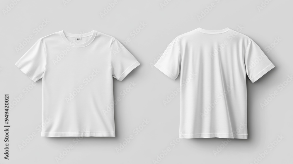 Blank white t-shirt mockup flat lay, front and back, isolated Blank white t-shirt mockup flat lay, front and back, isolated