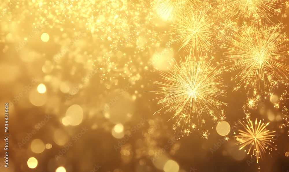 New Year background with gold fireworks, Generative AI New Year background with gold fireworks, Generative AI