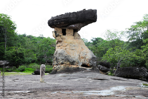 Phu Phrabat Historical Park It represents human civilization. and changes in topographic conditions which has a sandstone structure that has been eroded to form small and large rocks of various shapes photo