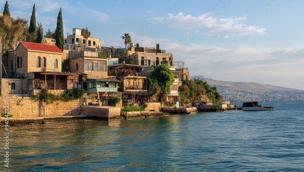 Picturesque Houses on a Coastal Hillside Picturesque Houses on a Coastal Hillside