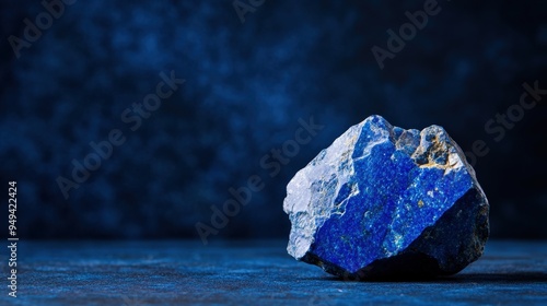 A stunning close-up of a blue mineral rock against a dark background, highlighting its textures and natural beauty.