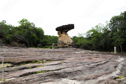 Phu Phrabat Historical Park It represents human civilization. and changes in topographic conditions which has a sandstone structure that has been eroded to form small and large rocks of various shapes photo