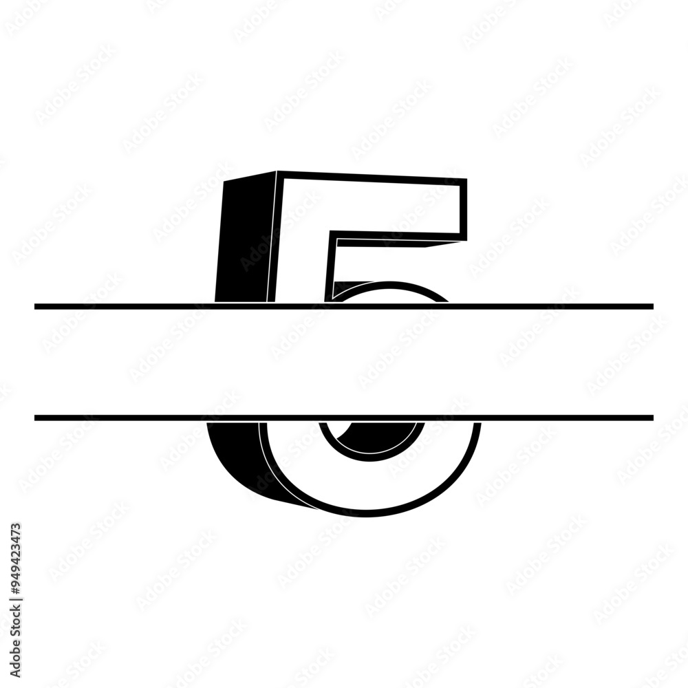 Number 5 Split Monogram Number 5 Split Monogram