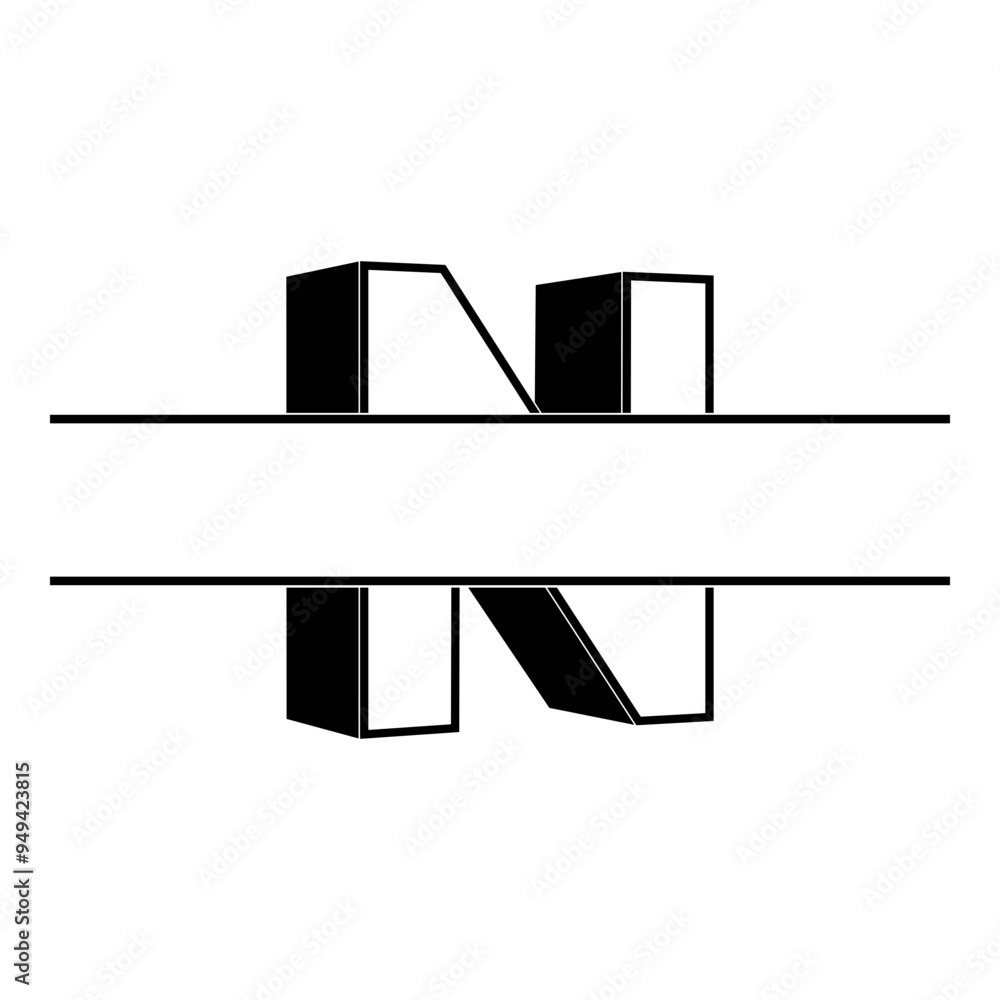 Letter N Split Monogram Letter N Split Monogram