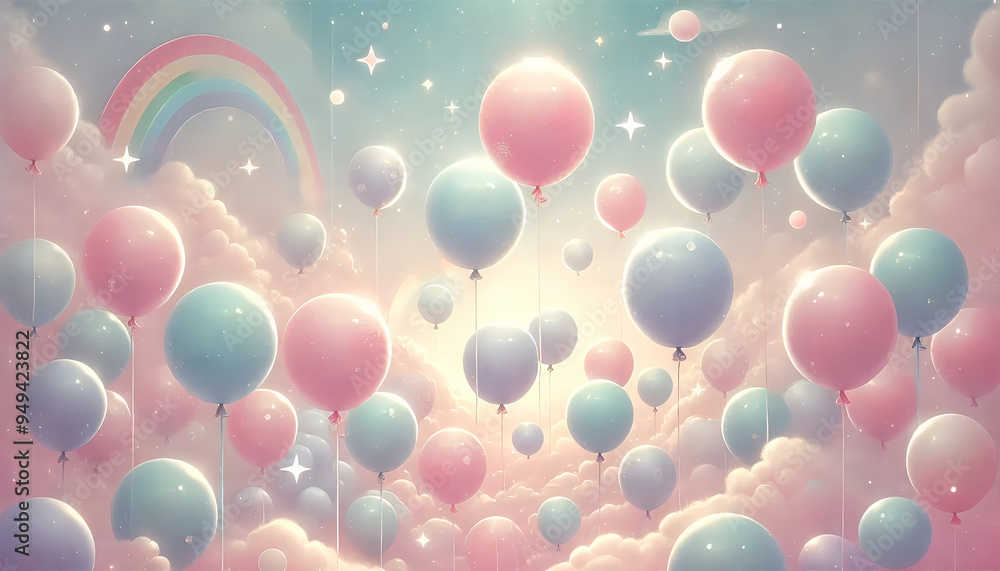 Dreamy Pastel Balloons Floating in the Sky Dreamy Pastel Balloons Floating in the Sky
