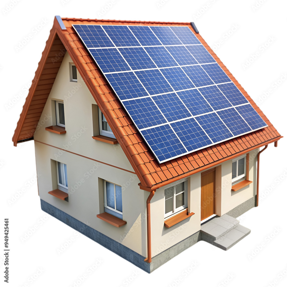 Fototapeta premium House with solar panel on roof