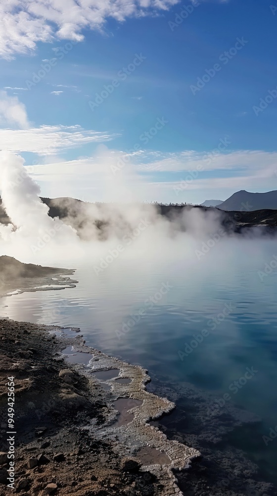 Steaming hot springs in a volcanic landscape natural thermal waters Steaming hot springs in a volcanic landscape natural thermal waters