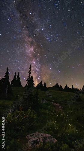 Wallpaper Mural Subalpine meadow under a star-filled sky natural beauty undisturbed Torontodigital.ca