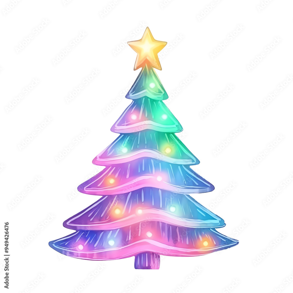 Vibrant Christmas tree with colorful lights and a shining star on top, symbolizing festive holiday spirit and joyful celebrations. Vibrant Christmas tree with colorful lights and a shining star on top, symbolizing festive holiday spirit and joyful celebrations.