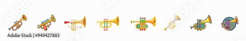 Trumpet icon set, trumpet icon, trumpet icon for your website design, Trumpet silhouette, trumpet icon cartoon style