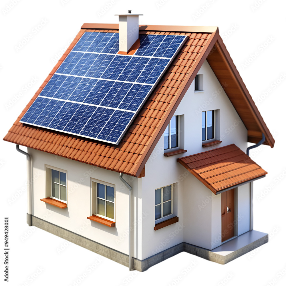 Fototapeta premium House with solar panel on roof