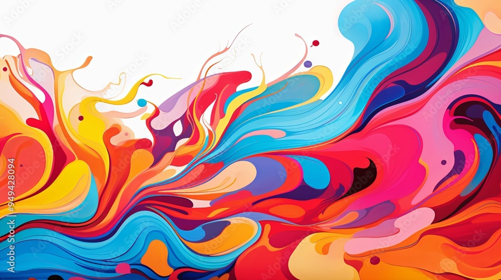 A colorful painting of a wave with a splash of red and yellow A colorful painting of a wave with a splash of red and yellow