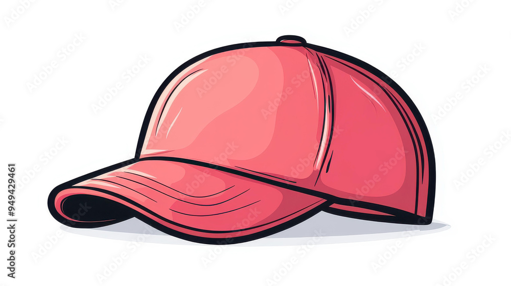 A playful pink baseball cap sketched in a quirky doodle style, perfect for adding a fun touch to any design. A playful pink baseball cap sketched in a quirky doodle style, perfect for adding a fun touch to any design.