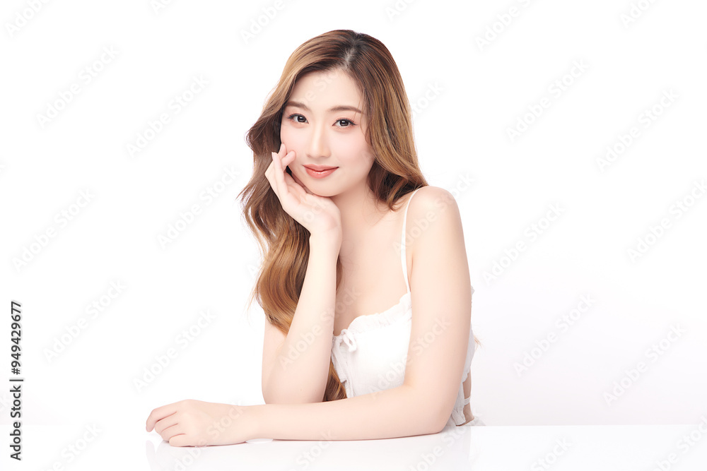 Beautiful young asian woman with clean fresh skin on white background, Face care, Facial treatment, Cosmetology, beauty and spa, Asian women portrait. Beautiful young asian woman with clean fresh skin on white background, Face care, Facial treatment, Cosmetology, beauty and spa, Asian women portrait.