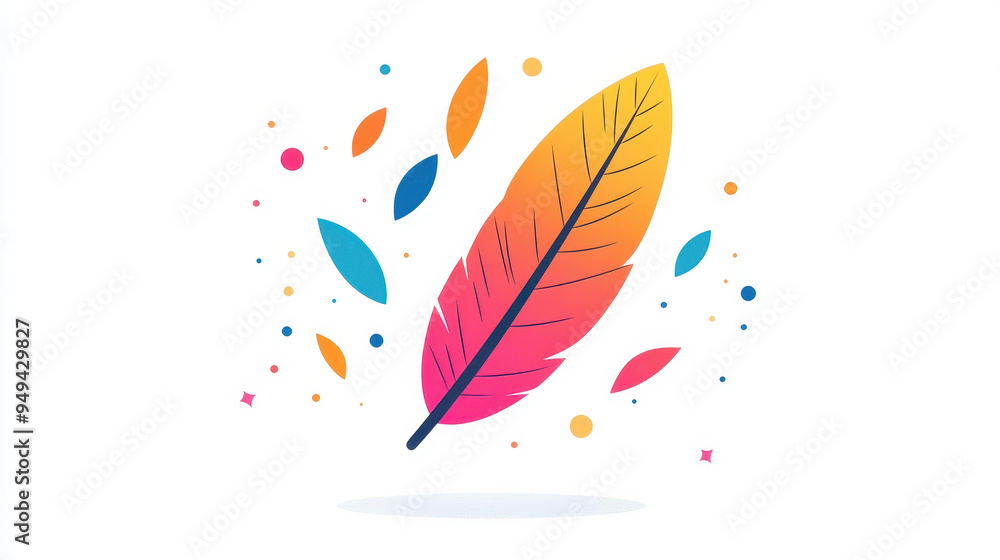 A whimsical, colorful quill pen drawing on a bright white background, perfect for creative projects and inspiration. A whimsical, colorful quill pen drawing on a bright white background, perfect for creative projects and inspiration.