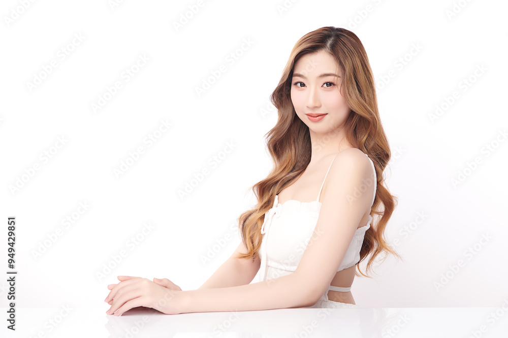 Beautiful young asian woman with clean fresh skin on white background, Face care, Facial treatment, Cosmetology, beauty and spa, Asian women portrait. Beautiful young asian woman with clean fresh skin on white background, Face care, Facial treatment, Cosmetology, beauty and spa, Asian women portrait.