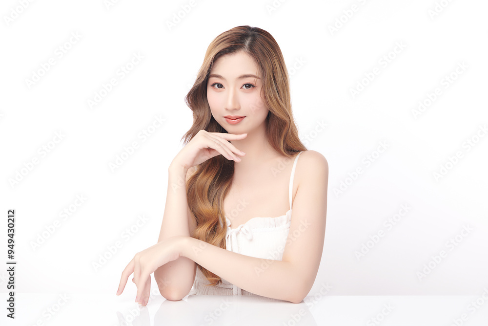 Beautiful young asian woman with clean fresh skin on white background, Face care, Facial treatment, Cosmetology, beauty and spa, Asian women portrait. Beautiful young asian woman with clean fresh skin on white background, Face care, Facial treatment, Cosmetology, beauty and spa, Asian women portrait.