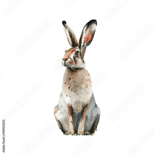 Vector illustration animal hare on white background 