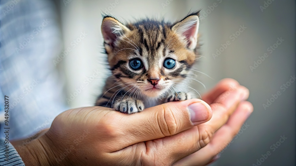 Cute Kitten in Human Hands Cute Kitten in Human Hands